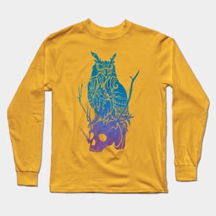 Owl and Skull (BluePurple) Long Sleeve T-Shirt